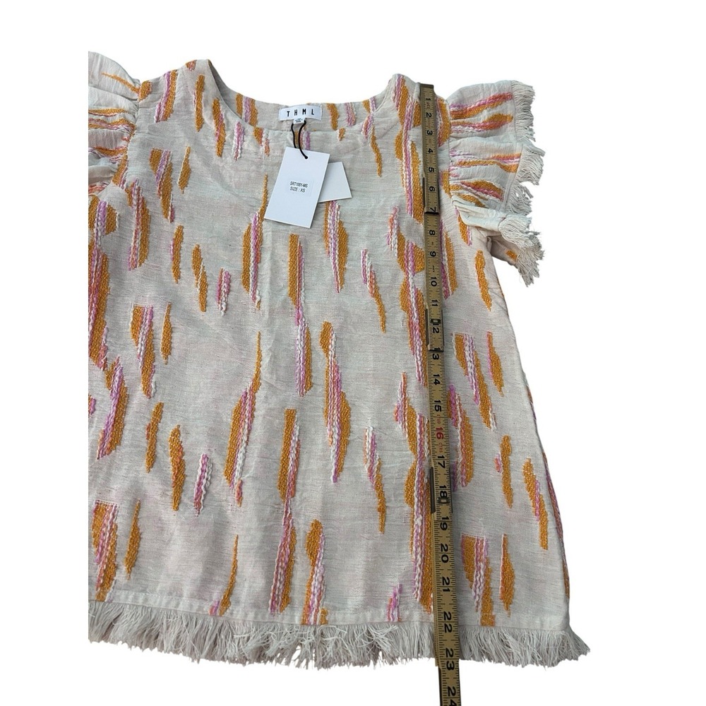 THML Top Embroidered Short Sleeve Colorful Preppy Boho NWT- Size XS - Picture 6 of 9
